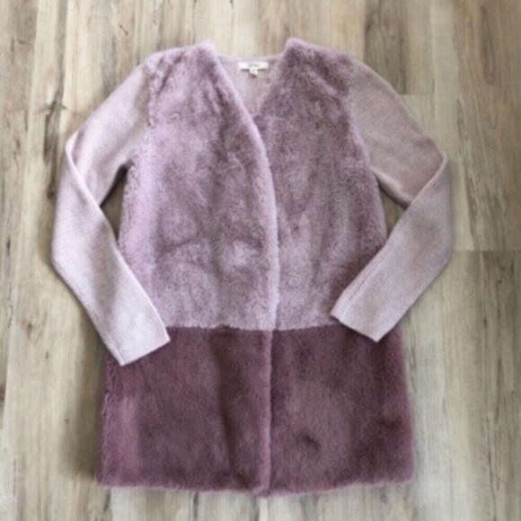 Peyton Primrose Pink Faux Fur Fuzzy Cardigan Sweater - Picture 1 of 8